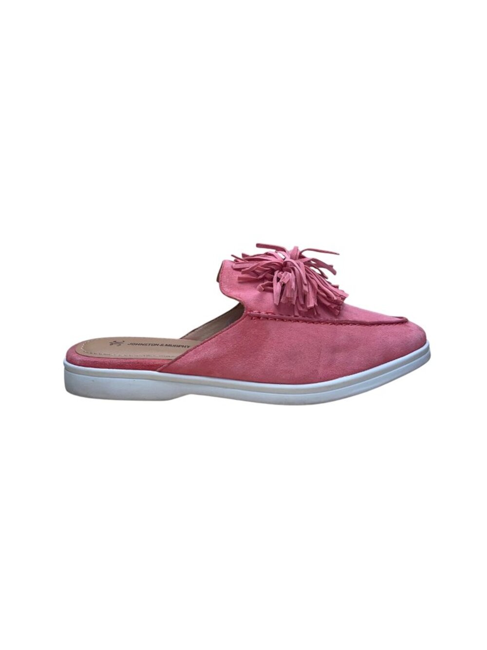 Johnston & Murphy Women’s Pink Suede With Fringe Accent Slip-On Mules Size 7M